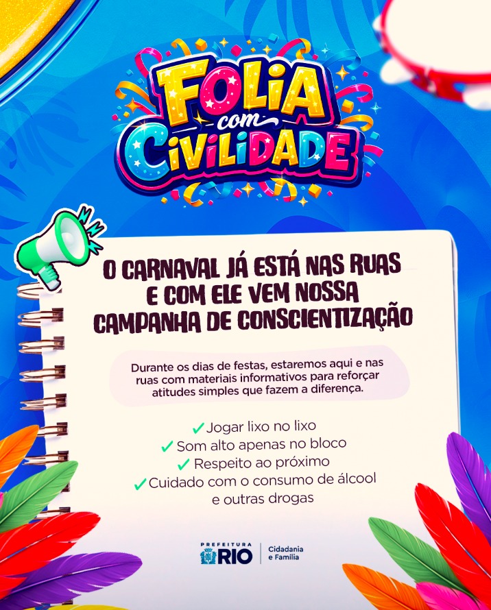 Secretaria do Rio lança ‘Folia com Civilidade’ para um carnaval com respeito e segurança