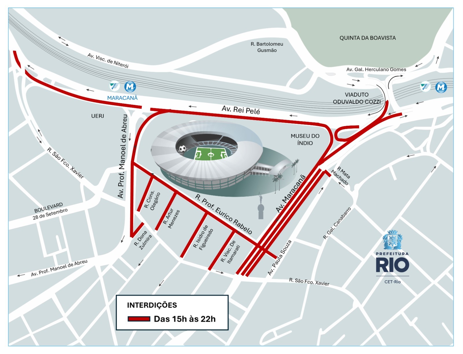 Trânsito no Maracanã: CET-Rio anuncia esquema especial para o clássico de domingo