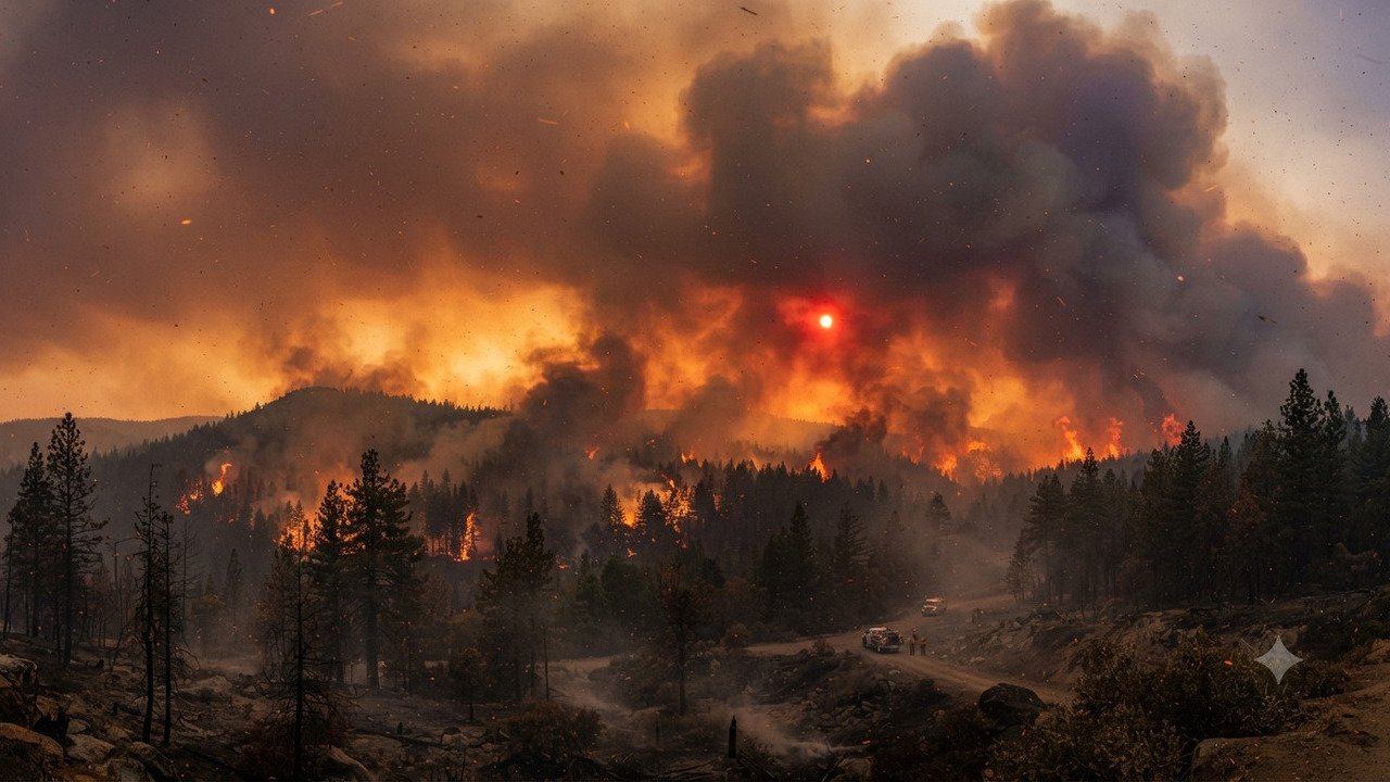 O segredo do céu laranja em incêndios: cientistas revelam o papel do carbono marrom