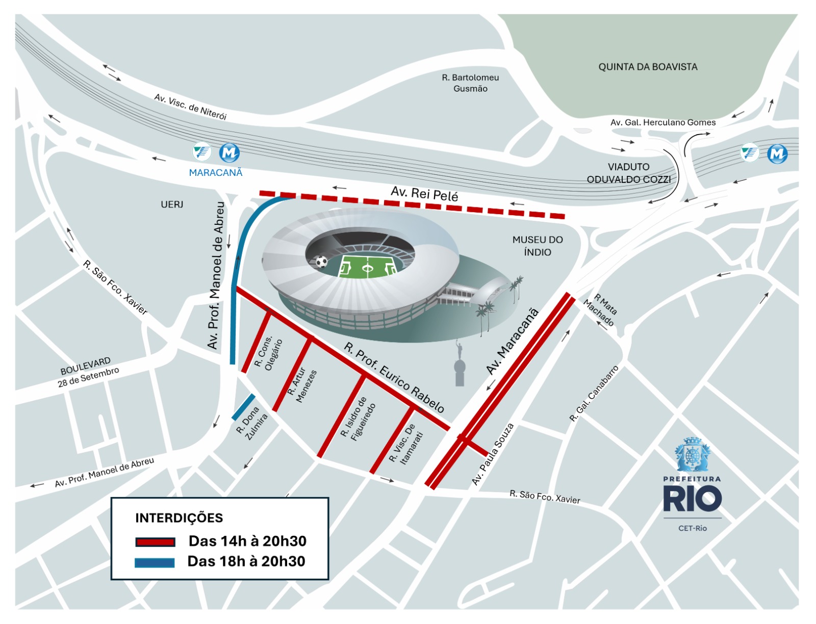 Atenção: CET-Rio anuncia operação especial de trânsito para Fluminense x Palmeiras no Maracanã